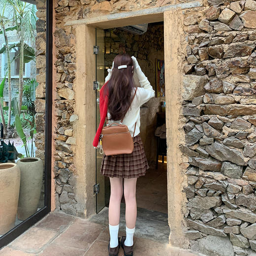 【129元任选2件】现货！学院风格子高腰a字短百褶裙 商品图2