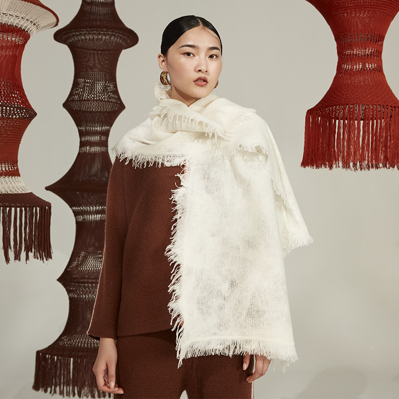 手工羊绒毛毡围巾 SJF92P404A SJF92P404N