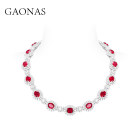 GAONAS贵气臻奢红色花朵满镶项链11801XR