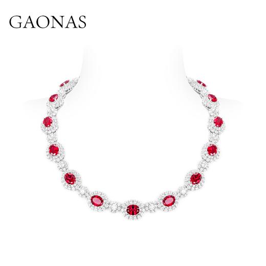 GAONAS贵气臻奢红色花朵满镶项链11801XR 商品图0