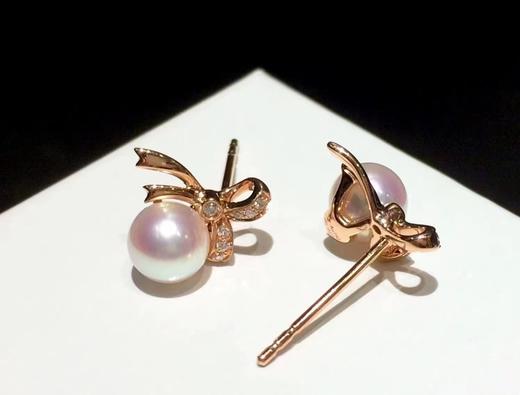 【私席真珠·新年盛宴】18K金镶钻AKOYA珍珠耳钉，5.5-6mm，圆（孤品） 商品图1