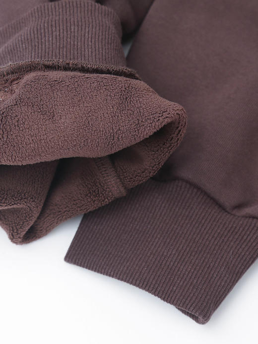 深棕纯色半拉链连帽卫衣 宽松廓形抽绳双口袋休闲显瘦秋冬通勤慵懒风百搭套头上衣 商品图4