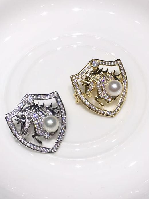 【私席真珠·新年盛宴】特价秒杀·AKOYA小马珍珠胸针 合金镶嵌锆石7-8mm 近圆 商品图0