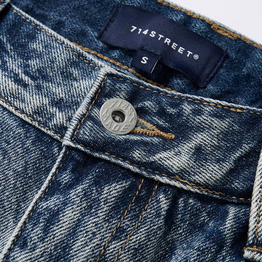 714stree美式复古水洗宽松牛仔裤男款2026春季立体口袋直筒工装裤 商品图1