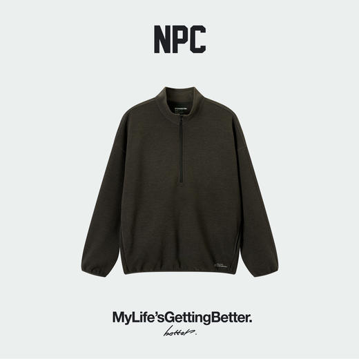 NPC羊毛混纺潮牌空气双面绒拉链半开襟抓绒卫衣套头保暖NP5CST01 商品图0