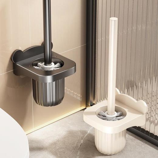 壁挂落地双用带座马桶刷免打孔防水防潮卫生间浴室长柄清洁刷子 商品图2