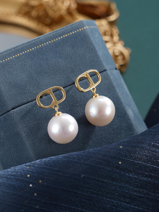 子佩集【‌简愫】银S925珍珠惜王妃耳钉【MLEH009】10.5mm珠镀金日字扣2601 商品图7