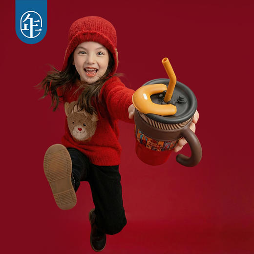 【盛世跃马水杯】吸管直饮两用保温杯 商品图3