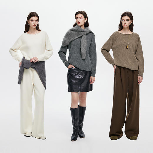 初棉一字领羊毛羊绒针织衫【HZ】 商品图4