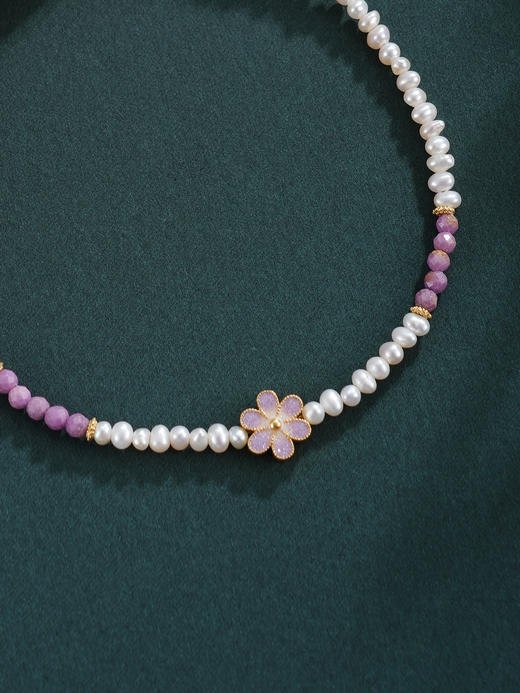 子佩集【紫梦花海】银S925珍珠惜王妃项链【SGN1050002】2*3mm珠紫花朵2601 商品图3