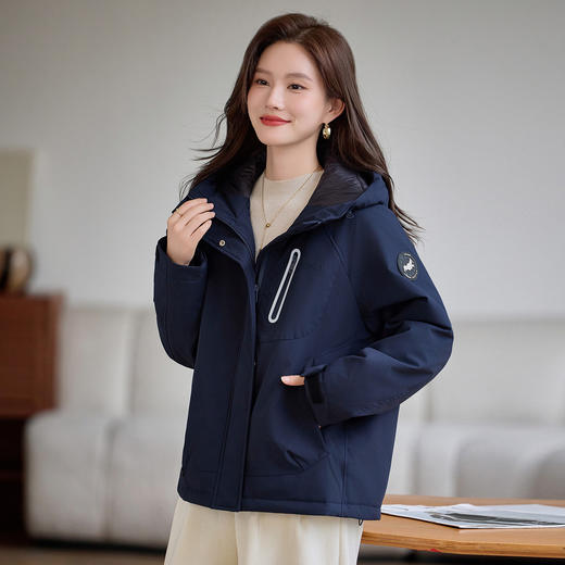 丁摩 棉服女款冬季加厚保暖羊毛派克服超好看夹棉冲锋衣外套潮5ZF-6696 商品图2