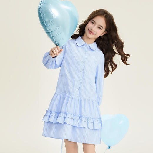笛莎Deesha 童装女童连衣裙2026春新款衬衫式连衣裙 商品图1