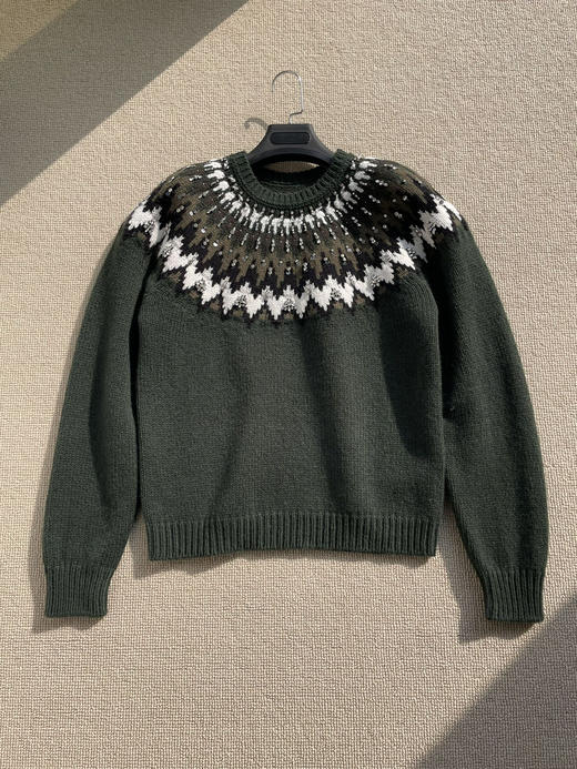 16-6排他性独家圆正 GG纯手工钉珠 重磅费尔岛羊毛提花套头衫 我穿L宽松 商品图12