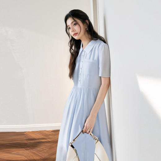 【商场同款】诗凡黎学院风衬衫裙2025秋新款花边领裙子3G7191341 商品图2