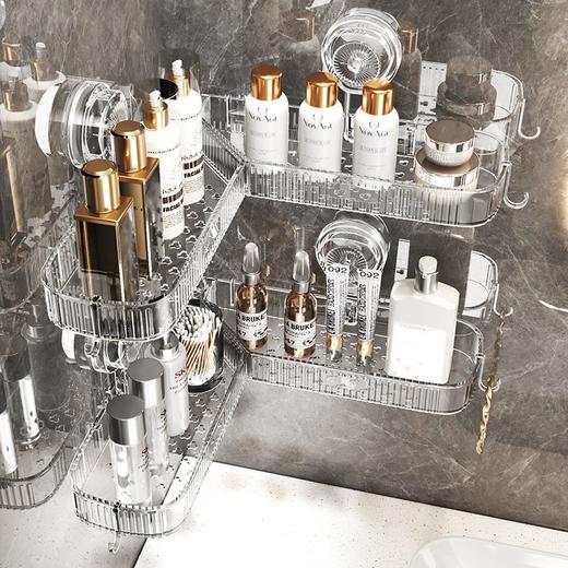 家用浴室卫生间转角置物架吸盘式免打孔安装洗漱用品化妆品收纳架 商品图3