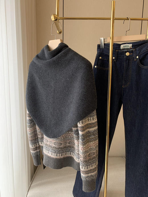 16-5 小禾 绵羊毛牦牛绒混纺 围巾 三角巾 商品图4