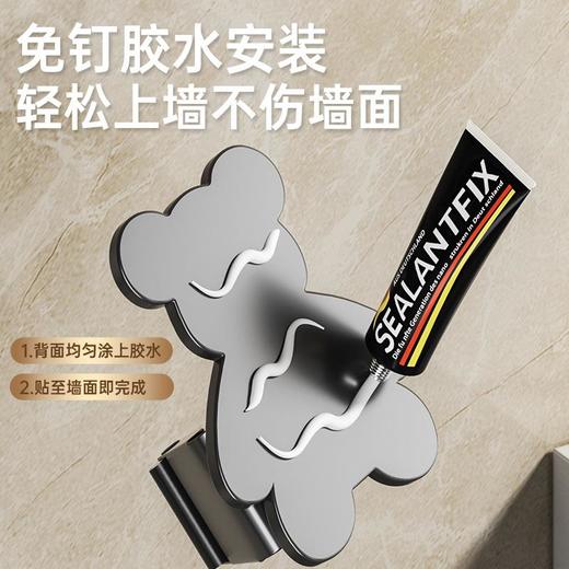 不锈钢熊头壁挂拖把夹免钉胶水安装卫生间浴室扫把拖布挂架夹 商品图3