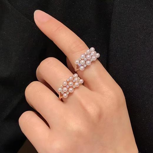 【私席真珠·新年盛宴】18K金镶钻AKOYA珍珠戒指，3-3.5mm珠，圆（孤品） 商品图1