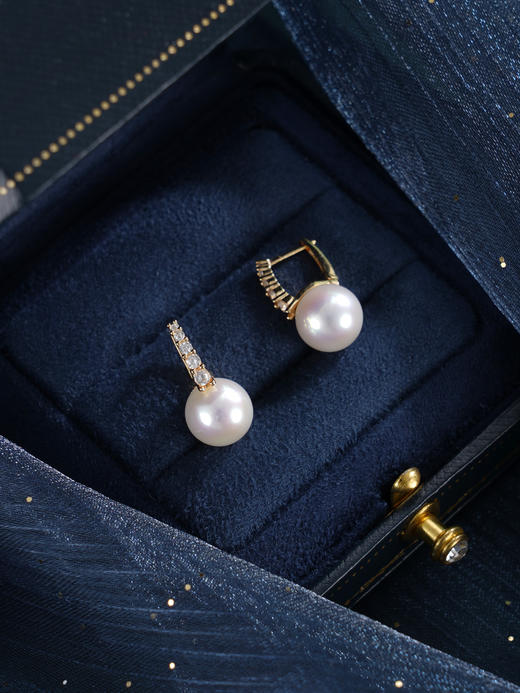 子佩集【璇玑天后】银S925珍珠惜王妃耳钉【MLEH028】9mm珠镀金扣环2601 商品图7