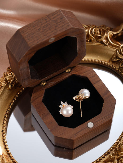 子佩集【月桂冠冕】银S925珍珠惜王妃耳钉【HJYED001】7.5mm珠镀金兰花草2601 商品图5