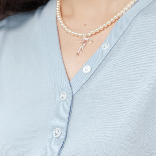 【商场同款】诗凡黎透气天丝针织衫2025秋新款短袖上衣3G7131261 商品图3