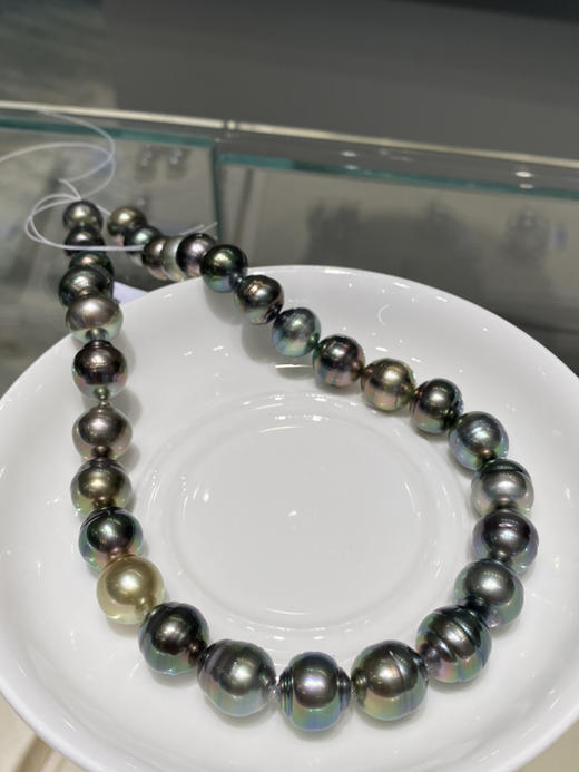 【私席真珠·新年盛宴】大溪地极光孔雀色螺纹珠链 11.7-13mm 丰富的晕彩 商品图2