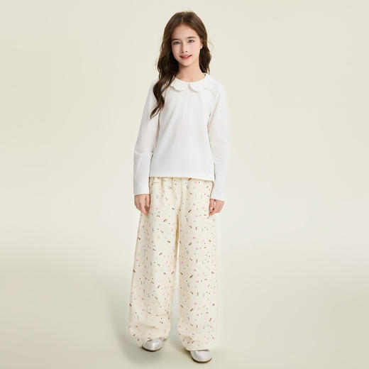 笛莎Deesha 童装女童裤子2026春新款趣味满印阔腿裤 商品图2