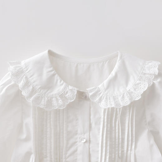 马克珍妮优雅甜美女童纯棉花边领衬衫2026年春装新款560169 商品图4