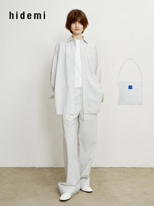 hidemi副线小h 小男孩色织格纹休闲宽松长袖衬衫外套长裤包三件套 商品图0