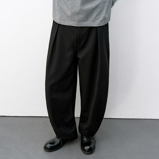 714street立体A字廓形双层褶弯刀西裤男2026春季宽松cleanfit长裤 商品图1