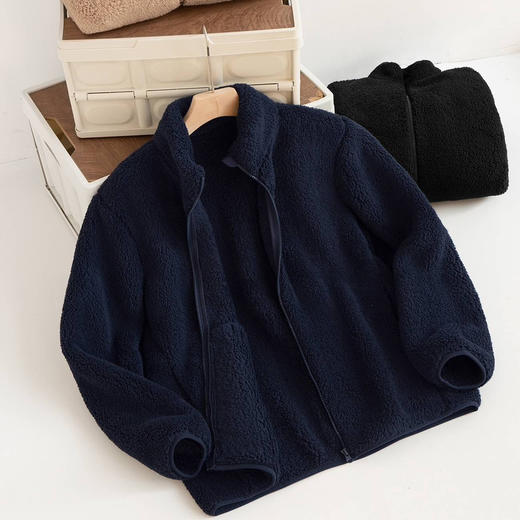 男士长绒摇粒绒保暖立领拉链夹克外套 商品图3