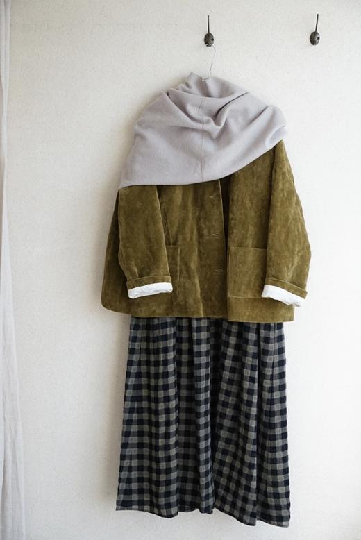 apuntob 羊毛格纹短袖连衣裙(蓝/棕格) 商品图13