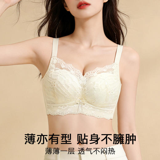 【298选3】A2-【B-C杯】-【轻薄透气洞洞杯】性感蕾丝薄款聚拢有型收副乳调整型内衣女文胸  清清荷香 商品图1