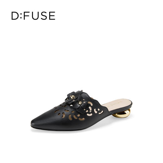 Dfuse迪芙斯2026春季新款尖头格桑花镂空半包头平跟穆勒拖鞋凉拖鞋DFE1110026 商品图5