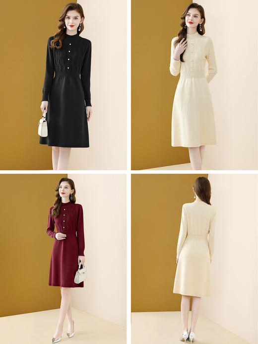 「自」全新升级【铂金会员183/天猫249/差价66】(14151)洛诗琳半高领针织连衣裙女秋冬2025新款收腰显瘦长款内搭打底毛衣裙 商品图3