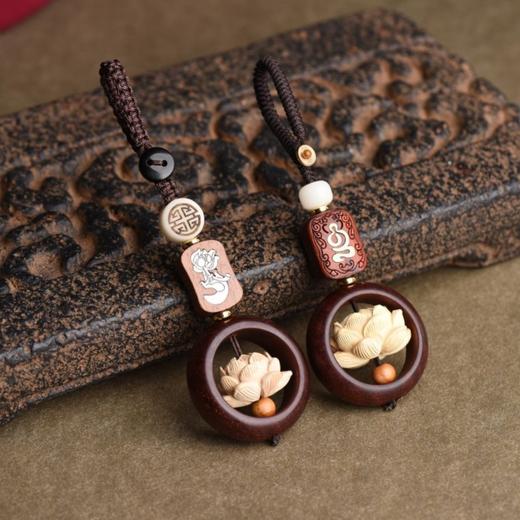 【吉祥如意❗️财源滚滚】木可转动莲花钥匙扣汽车钥匙挂件吉祥包包挂饰。jc 商品图0