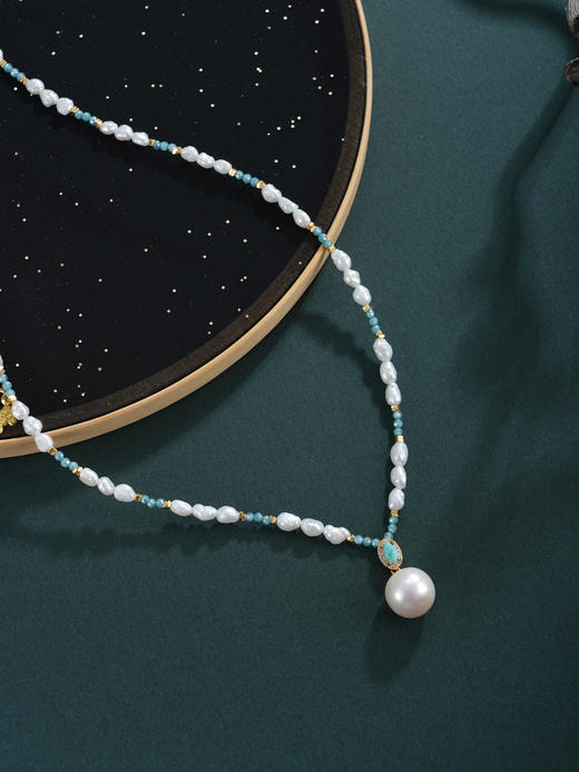 子佩集【蓝汐恋歌】银S925珍珠惜王妃项链【SGN0820002】11mm大珠蓝椭圆4*5mm巴洛克珠2601 商品图2