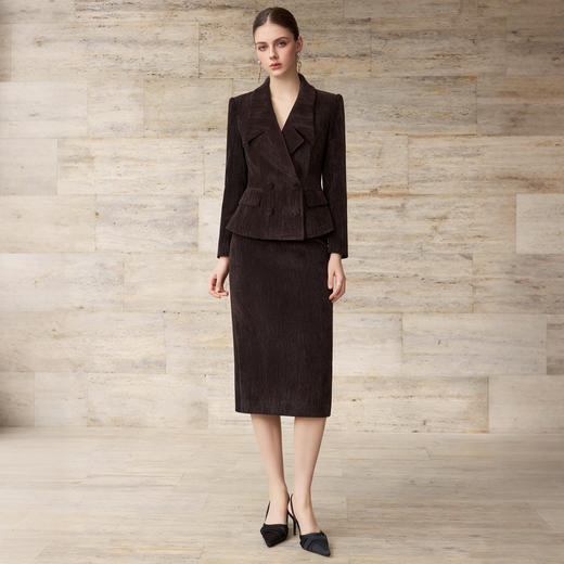 IWY/美拉德风丝绒西装套装裙女秋冬高级感雪尼尔职场正装两件套WCS353 商品图1