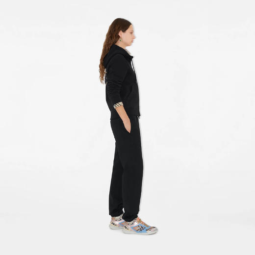 BURBERRY 巴宝莉 女士马术骑士印章棉质运动裤 黑色 8111679 A1189 商品图3