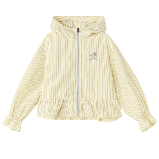 笛莎Deesha 童装女童外套2026春新款收腰连帽条纹拉链外套 商品图4