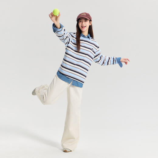 笛莎Deesha青少年女童T恤2026春季女童学院风条纹长袖T恤 商品图3