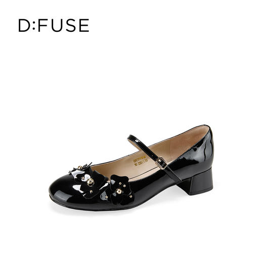 Dfuse迪芙斯2026春季新款小圆头立体格桑花小粗跟玛丽珍单鞋女鞋DFE1111016 商品图7