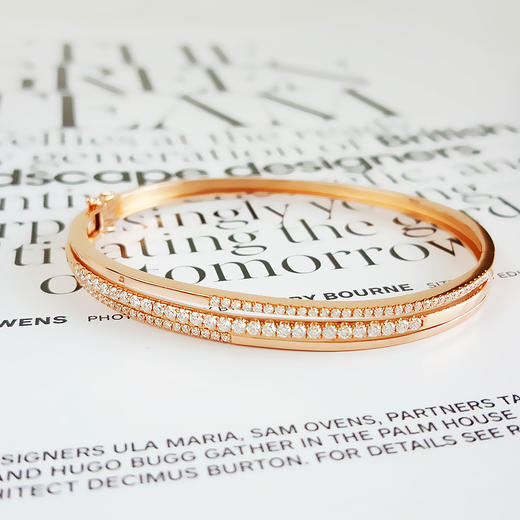 莱绅通灵AU750玫瑰金经典时尚0.980克拉群镶钻石手镯58号（活扣） 231225NJS62 商品图2