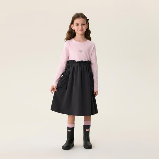 马克珍妮甜酷女孩女童花边假两件连衣裙2026年春装新款560163 商品图2