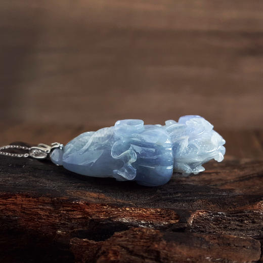 【天然正品】A货翡翠S925银镶天然细腻糯种春带彩浓紫罗兰花开富贵翡翠吊坠项链56.9*31.9*17.7MM(皆取最大值) 231225AK54特价：980 商品图7