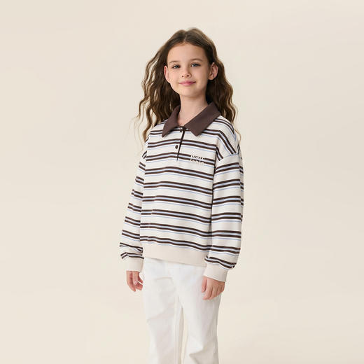 马克珍妮条纹学院女童Miu系POLO卫衣2026年春装新款560181 商品图1