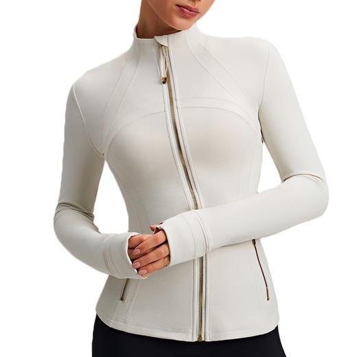 跃牌【轻匀系列】2025新款立领金拉链瑜伽服外套女开衫跑步运动夹克收腰显瘦健身服WT8025 商品图4