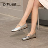 Dfuse迪芙斯2026春季新款圆头钻链抓皱牛皮复古玛丽珍舒适平跟鞋女鞋DFE1111018 商品缩略图2