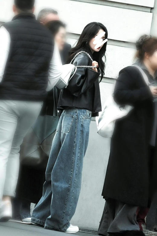 大幂幂同款加绒老爹弯刀牛仔裤 商品图2