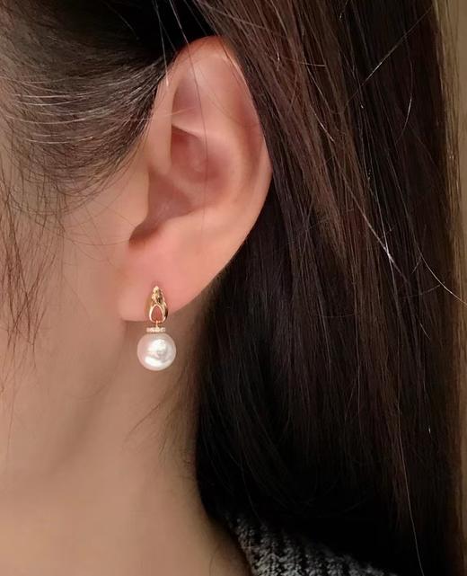 【私席真珠·新年盛宴】18K金镶钻AKOYA珍珠耳针7.5-8mm，圆（孤品） 商品图2